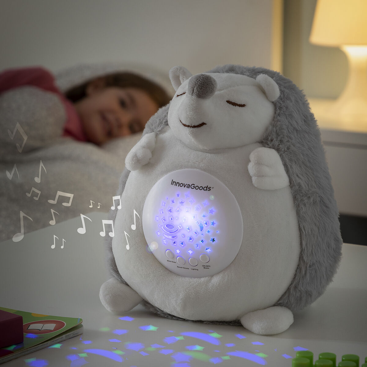 Hedgehog Soft Toy White Noise Nightlight Projector - InnovaGoods